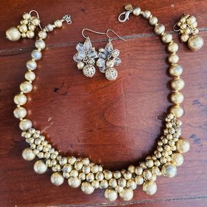 J crew Gold necklace with matching earrings. Other earrings added on.